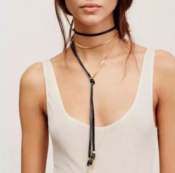 Choker z kamykami srebrny