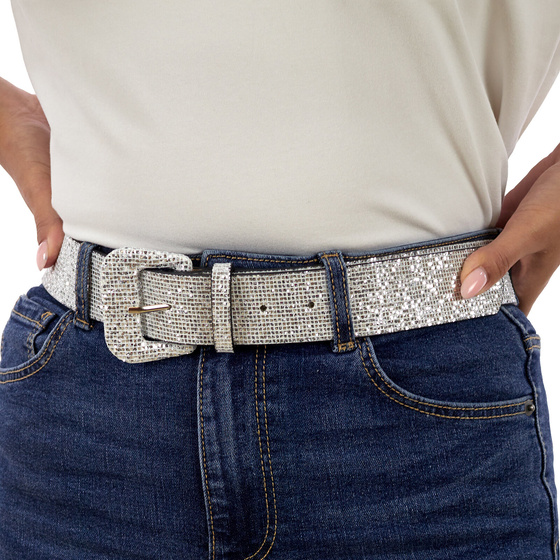 PASEK do spodni BROKATOWY klamra klasyczny DAMSKI