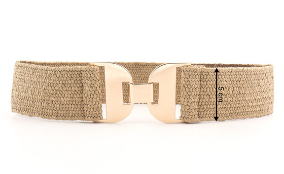 PASEK PLECIONY damski Alessio słomiany BEŻOWY ELASTYCZNY LATO rozmiar M