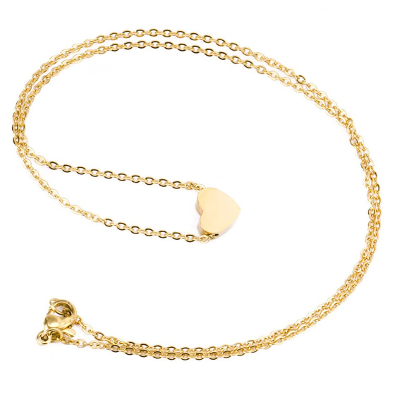 NASZYJNIK złote serce STAL SZLACHETNA POZŁACANA