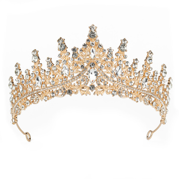 DIADEM Korona Tiara MISS GLOW ŚLUBNY ZŁOTY cyrkonie KRYSZTAŁY