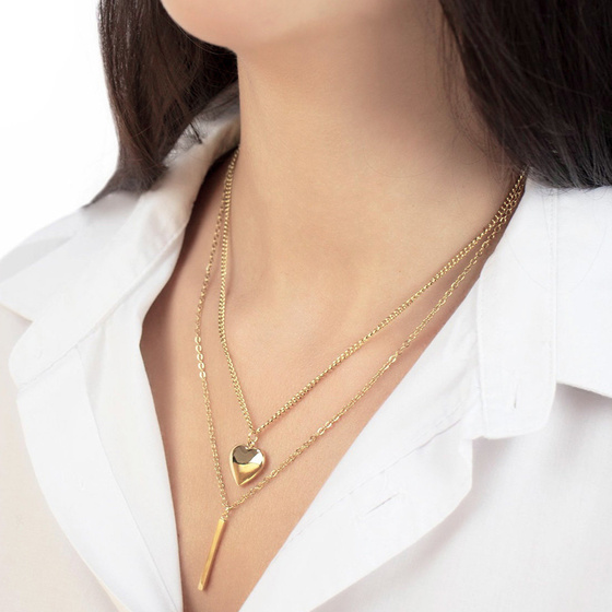 Naszyjnik długi STAL SZLACHETNA POZŁACANA blaszka