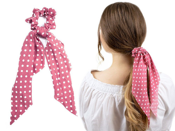 GUMKA do włosów APASZKA kropki RÓŻOWA scrunchies