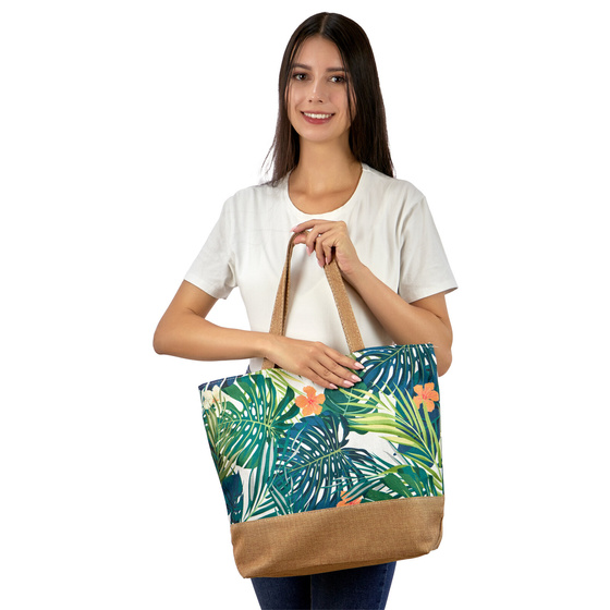 TOREBKA DAMSKA torba na lato duża BOHO PLAŻOWA letnia liście