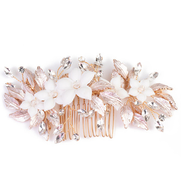 Ozdoba ślubna do włosów GRZEBYK ŚLUB KRYSZTAŁKI KWIATY
