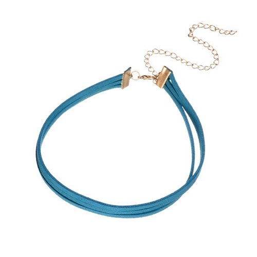 Choker NASZYJNIK rzemyk niebieski