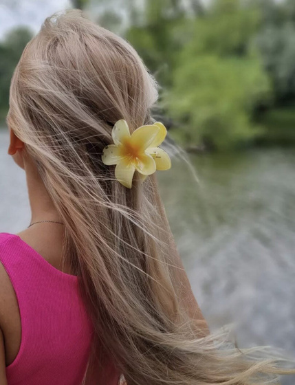 KLAMRA szczęka duża SPINKA do włosów KWIAT kwiatek HAWAJSKA KWIAT PLUMERII