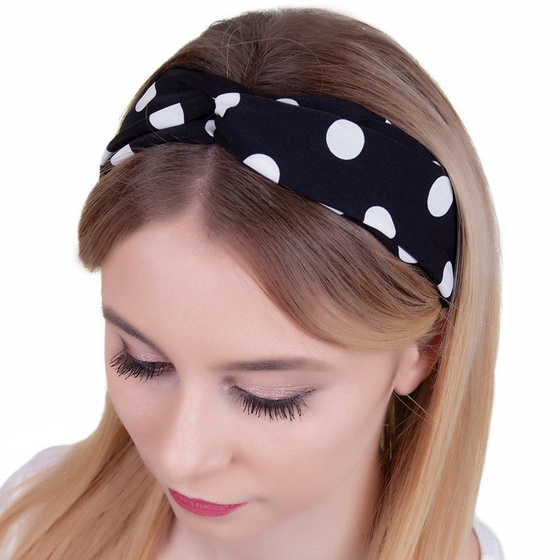 OPASKA DO WŁOSÓW czarna PIN UP bandamka KROPKI