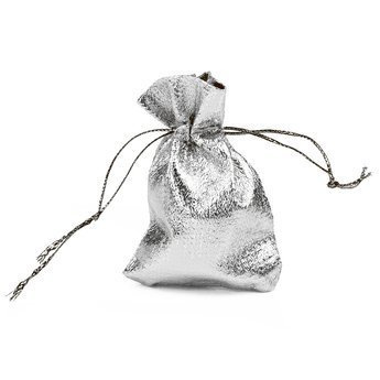 WORECZEK PREZENTOWY torebka SREBRNY prezent 10x7cm
