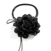 Naszyjnik CHOKER ozdobny RÓŻA na szyję KWIAT na rzemyku elegancki czarny