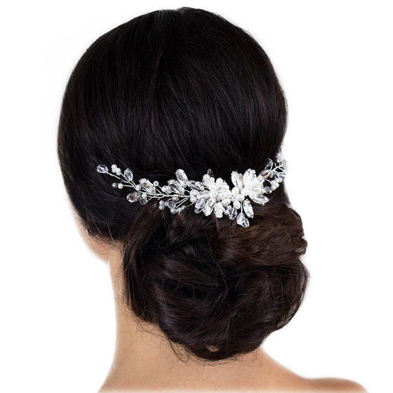 OZDOBA do włosów ŚLUBNA grzebyk PEREŁKI cyrkonie
