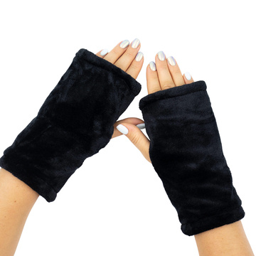 RĘKAWICZKI CIEPŁE DAMSKIE bez palców pluszowe ZIMOWE MITENKI gładkie