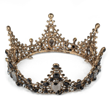 KORONA Diadem Tiara MISS GLOW Wieczorowa CZARNE cyrkonie KRYSZTAŁY