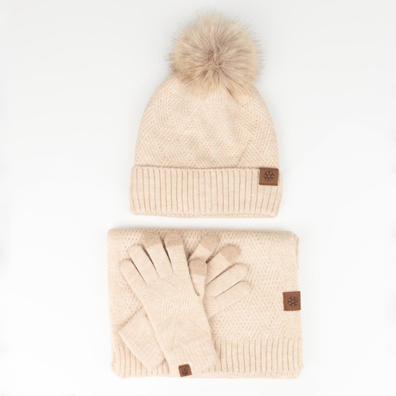 Alessio KOMPLET CZAPKA + SZALIK + RĘKAWICZKI DOTYKOWE ciepły POLAR ZIMOWY