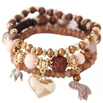 ZESTAW BRANSOLETEK chwost NATURALNE koraliki SERCE