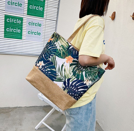 TOREBKA DAMSKA torba na lato duża BOHO PLAŻOWA letnia liście
