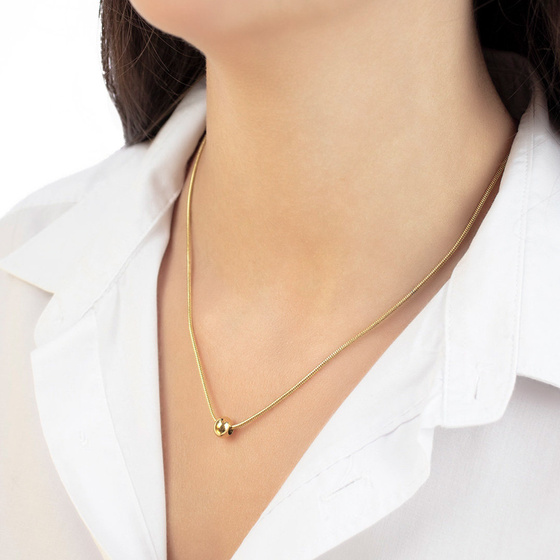 Naszyjnik STAL SZLACHETNA POZŁACANA żmijka kulka