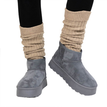 OCIEPLACZE na nogi DAMSKIE CIEPŁE getry długie ZIMA