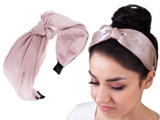 OPASKA z małym węzłem JASNY RÓŻ szeroka RETRO