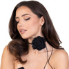 Naszyjnik CHOKER ozdobny KWIAT na szyję róża na rzemyku elegancki czarny