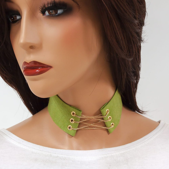 Choker NASZYJNIK przeplatany zielony