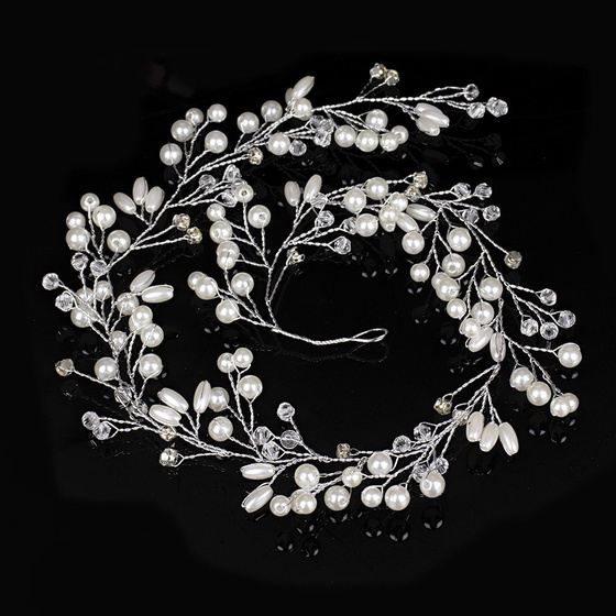 OZDOBA DO WŁOSÓW długa ŚLUBNA SREBRNA - 50cm