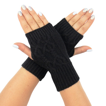 RĘKAWICZKI bez palców MITENKI damskie CIEPŁE warkocz elastyczne