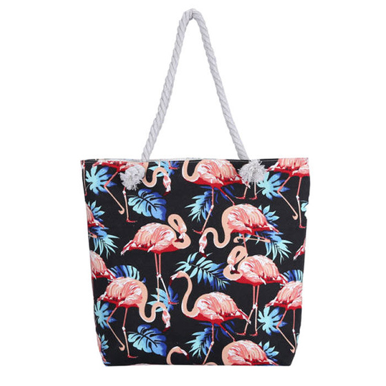 TOREBKA DAMSKA na ramię TORBA duża BOHO PLAŻOWA shopper pojemna FLAMINGI