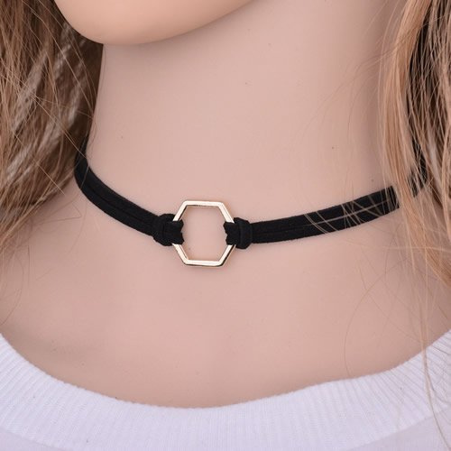 Choker NASZYJNIK wielokąt złoty