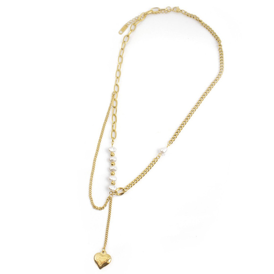 NASZYJNIK serce długi STAL SZLACHETNA POZŁACANA