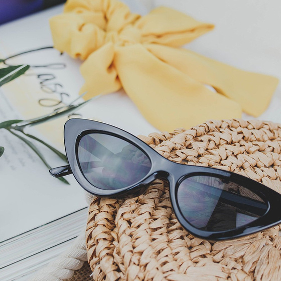 OKULARY PRZECIWSŁONECZNE damskie KOCIE OKO czarne