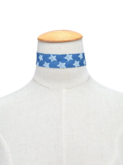 CHOKER w gwiazdki NIEBIESKI zapinany 2,5 CM