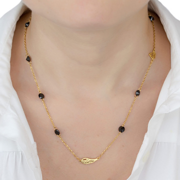 Naszyjnik złoty STAL SZLACHETNA POZŁACANA skrzydło