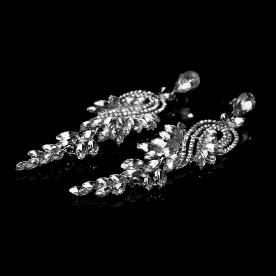 KOLCZYKI srebrne WISZĄCE kryształki ŚLUBNE długie