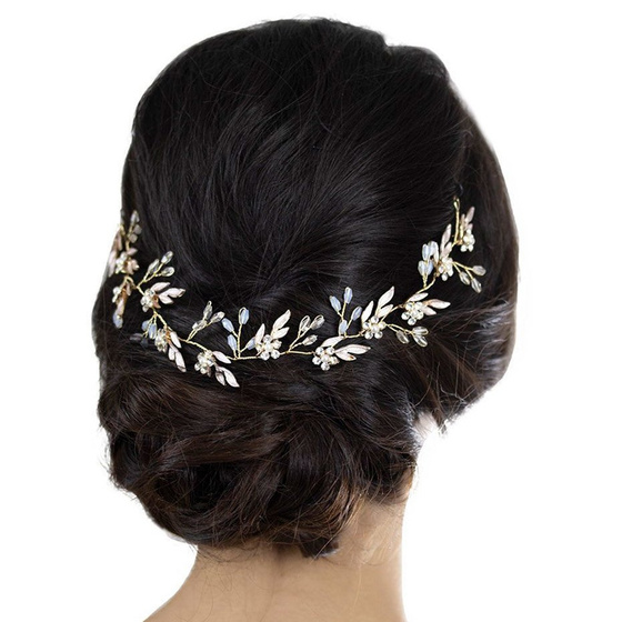 OZDOBA DO WŁOSÓW ślubna pudrowa KRYSZTAŁY długa