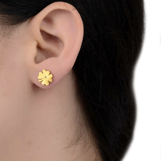 KOLCZYKI koniczynki STAL SZLACHETNA POZŁACANA