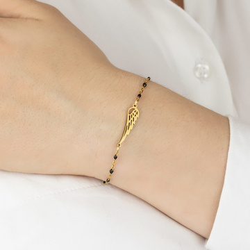 Bransoletka STAL SZLACHETNA POZŁACANA skrzydło