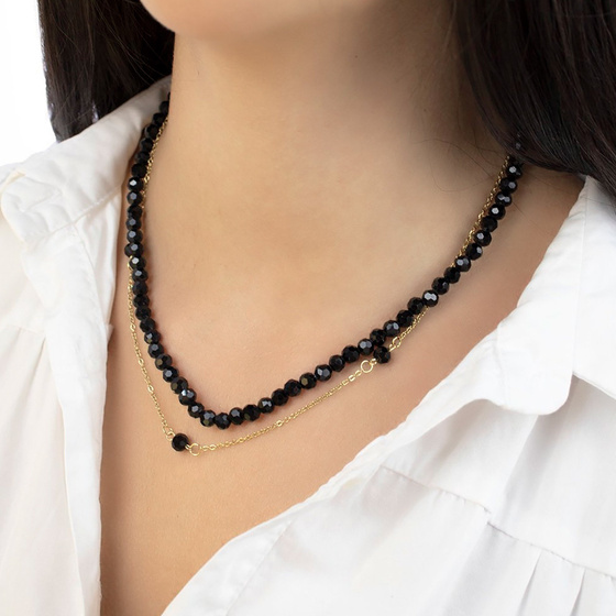 Naszyjnik STAL SZLACHETNA POZŁACANA koraliki