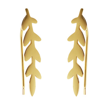 Kolczyki LISTKI długie STAL SZLACHETNA POZŁACANA