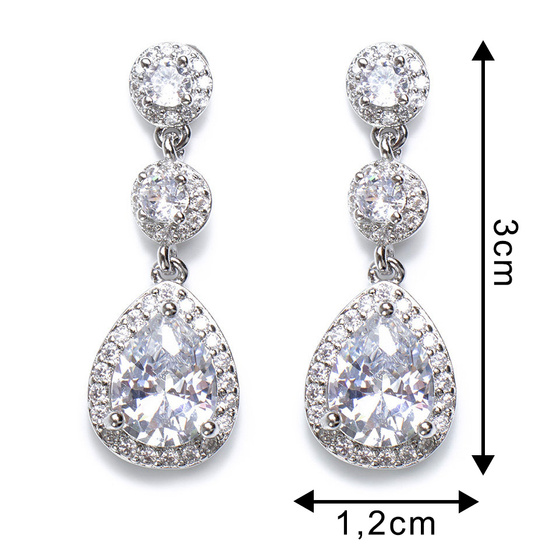 Kolczyki damskie ŚLUBNE srebrne długie CYRKONIE