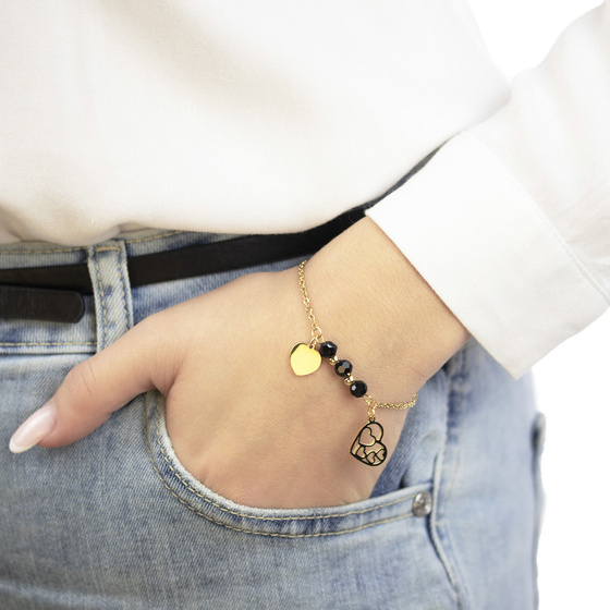 Bransoletka STAL SZLACHETNA POZŁACANA koraliki