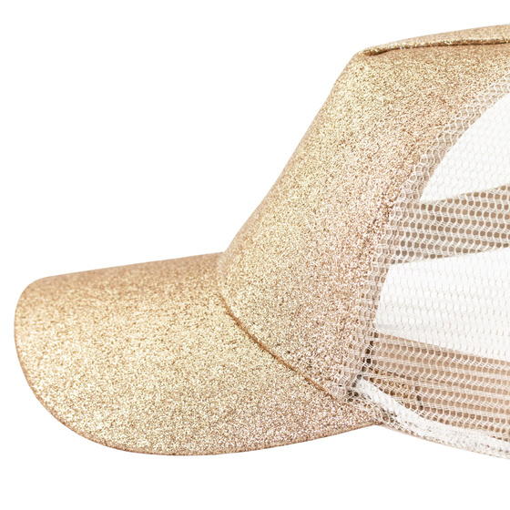 CZAPKA z daszkiem bejsbolówka NA KUCYK brokat DAMSKA z siatką