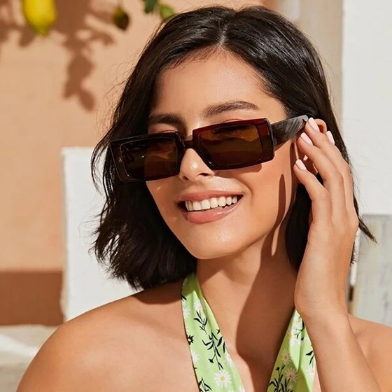 OKULARY PROSTOKĄTNE damskie PRZECIWSŁONECZNE retro