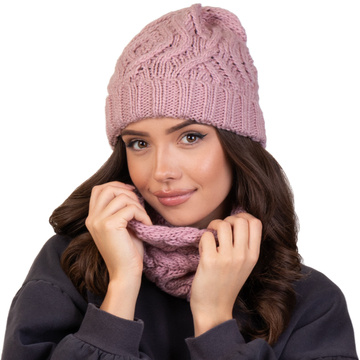 Alessio KOMPLET DAMSKI CZAPKA + KOMIN zimowy CIEPŁY