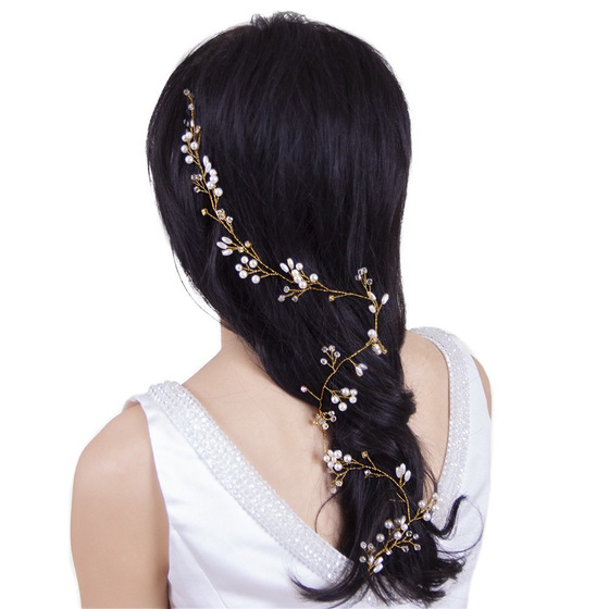 OZDOBA DO WŁOSÓW długa ŚLUBNA ZŁOTA - 50cm