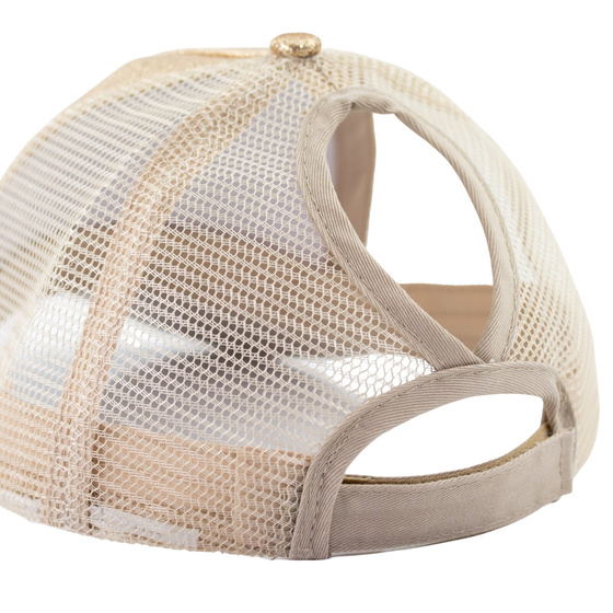 CZAPKA z daszkiem bejsbolówka NA KUCYK brokat DAMSKA z siatką