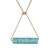 NASZYJNIK damski ZŁOTY TRÓJKĄT turkus MARMUR