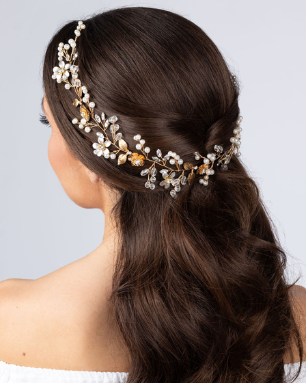 OZDOBA DO WŁOSÓW długa ŚLUBNA STROIK ŚLUB ZŁOTA