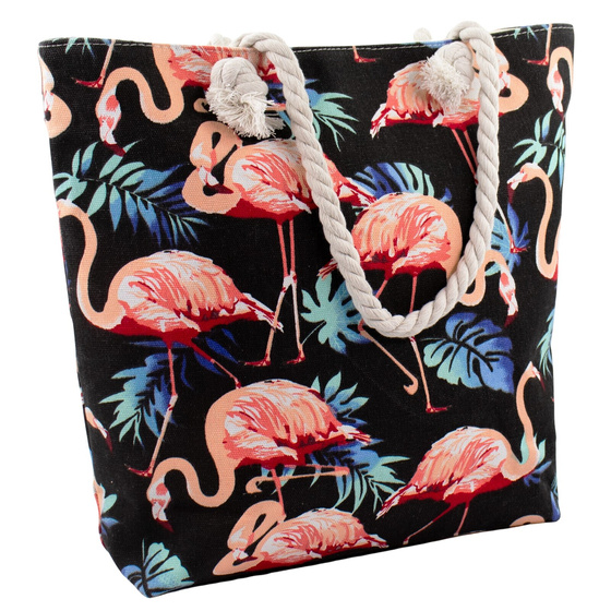 TOREBKA DAMSKA na ramię TORBA duża BOHO PLAŻOWA shopper pojemna FLAMINGI