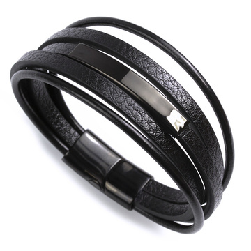 Bransoletka PLECIONA STAL SZLACHETNA 316L SKÓRA